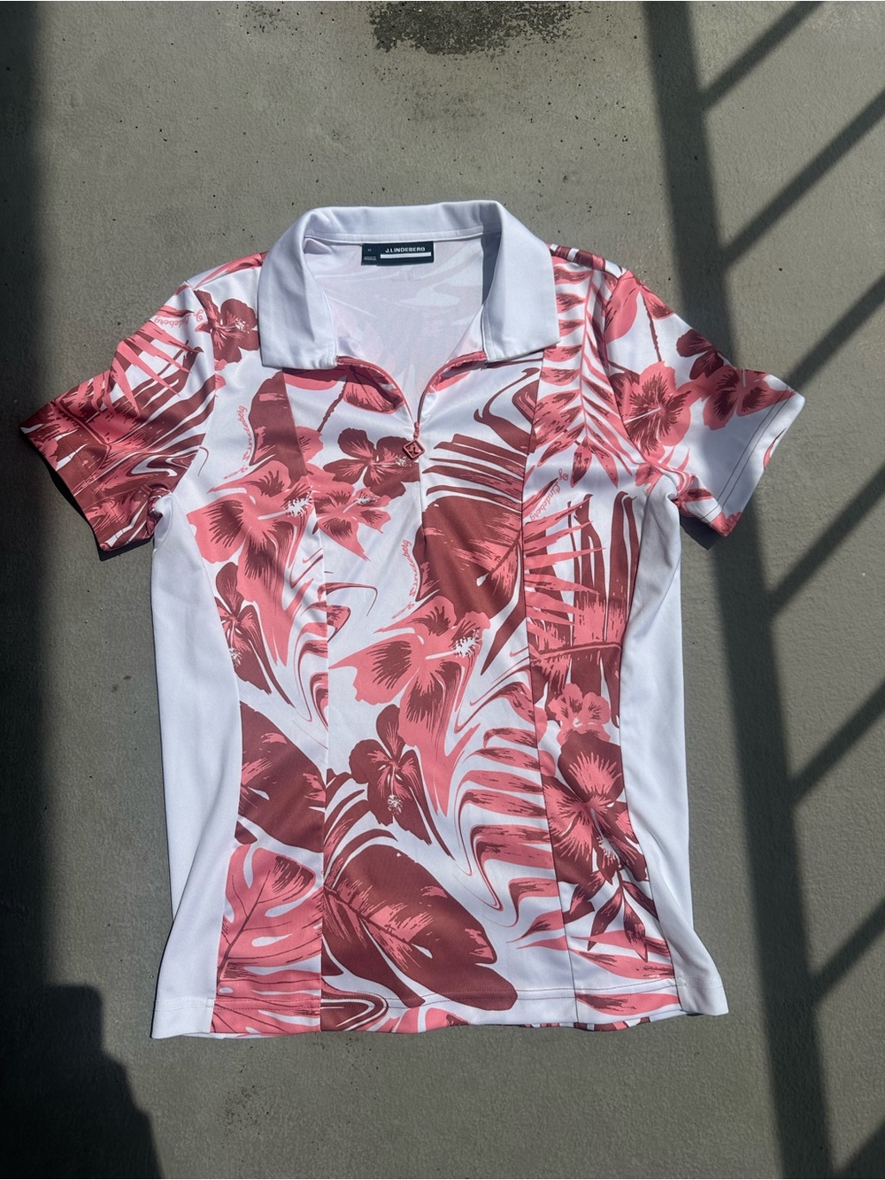 NWOT J.Lindeberg Light Pink and White Polo Top